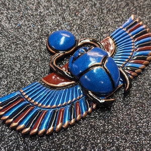 Egyptian Scarab Jewelry Green Blue Red and Copper Gold image 3