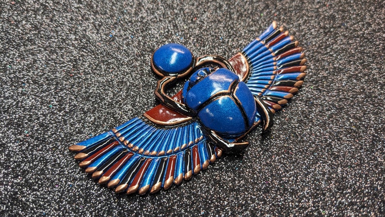 Egyptian Scarab Jewelry Green Blue Red and Copper Gold image 3