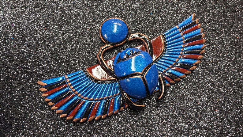 Egyptian Scarab Jewelry Green Blue Red and Copper Gold image 4