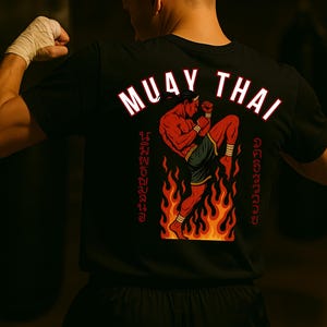 Muay Thai T-Shirt: Hell Strike, Eco-Friendly Cotton, Hand-Printed