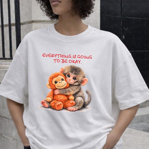 Punch Monkey Shirt, Oran Mama Shirt, Djungelskog shirt, Viral Baby Japanese Macaque Meme Tee, Animal Lover Gift, Hang In There Graphic Shirt