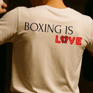 Boxing T-Shirt: Minimalist LOVE Design - Eco-Friendly Cotton