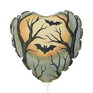 Halloween Balloons, 11&quot; Round & Heart-Shaped, Spooky Decor, Party Supplies, Bat and Moon Design, Fall Celebrations,Halloween Decorations