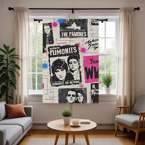 Cortinas de parede com estampa de banda retrô: decoração para casa de amantes da música, poliéster blackout