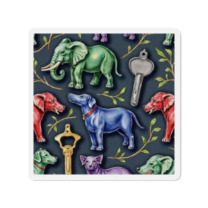 Colorful Animal Die-Cut Magnets: Elephant & Dog Fridge Decor