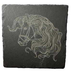 Slate Horse Coaster, Equine Home Decor, Horse Lover Gift, Rustic Drink Coaster, Equestrian Themed Tableware