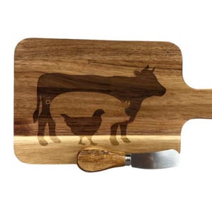 Farm Animal Wood Cutting Board (Cheese Board), Farmhouse Kitchen Accessory, Rustic Cooking Board, Kitchen Gift, Animal Board