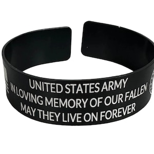 Black Metal Memorial Bracelets, Military Tribute Bracelet, Police Commemoration, Firefighter Honor, Remembrance Gift