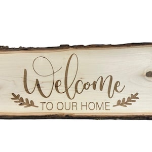 Welcome To Our Home Engraved Wood Sign, Rustic Home Decor, Farmhouse Style Sign, Wooden Wall Decor, Housewarming Gift