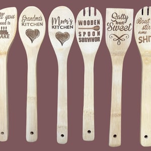 Engraved Bamboo Cooking Spoon: Personalized Chef Gift, 11.8 inch