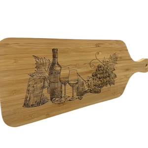 Wine-Cheese Cutting Board, Cheese Board, Wine Lover&#39;s Gift, Charcuterie Board, Kitchen Gift - Wood Cutting Board