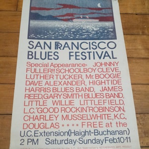 Original 1973 San Francisco Blues Festival Poster First SF Blues Fest RARE