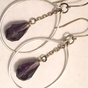 Silver Dangle Hoop Earrings - EWR078