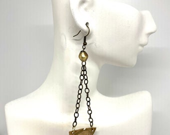 Boucles d'oreilles en laiton, Boucles d'oreilles longues, Boucles d'oreilles chaîne, Boucles d'oreilles Dangle - EML013