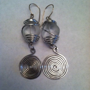 Wire Wrapped and Glass Bead Earrings, Wire Earrings - EWR011