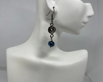 Freshwater Pearl and Wire Wrap Earrings - EWR003