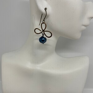 Freshwater Pearl Earrings, Brass and Pearl Earrings - EWR065