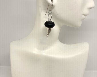 Black and Silver Earrings, Dangle Earrings - EML073