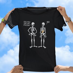 Skeleton Pizza Steal tee, retro tshirt, vintage tee, funny tees, best selling tshirts, gift tees, old school tshirt, sassy tee, pizza tee Black