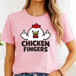 Chicken Fingers T-Shirt – Funny Cartoon Chicken Graphic Tee, chicken tee, best selling tshirts, gift tees, sassy tee, jokes image 1