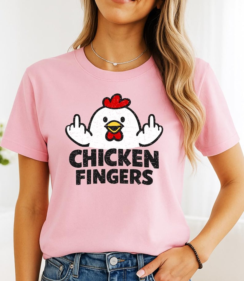Chicken Fingers T-Shirt – Funny Cartoon Chicken Graphic Tee, chicken tee, best selling tshirts, gift tees, sassy tee, jokes image 1