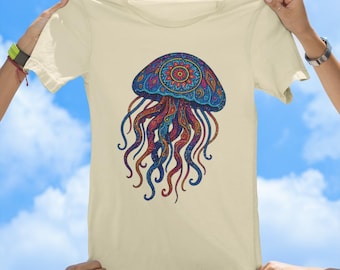 Vibrant Art Jellyfish tee, retro t-shirt, vintage tee, funny tees, best selling t-shirts, gift tees, old school t-shirt, ocean tee, sea life