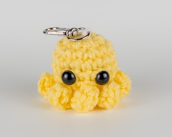 Portachiavi polpo, ciondolo polpo, zaino portachiavi, portachiavi carino, regalo portachiavi, ciondolo portachiavi, regali oceano portachiavi, ciondolo borsa, giallo