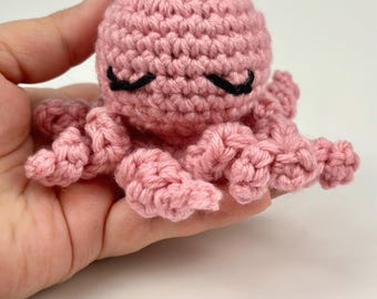 Sonaglio per neonati a forma di polpo, rosa, regalo per baby shower, cameretta acquatica, giocattoli a forma di polpo, sonaglio a forma di polpo all'uncinetto per bambine, regalo per neomamme, creature marine dell'oceano