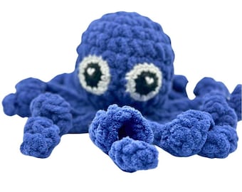 Polvo de crochê azul, pelúcia de polvo feita à mão para crianças, brinquedo de polvo de crochê, arte de polvo, presente para amantes do oceano, criaturas marinhas