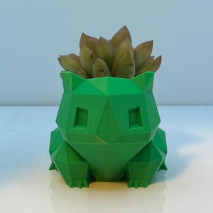 Bulbasaur Succulent Planter Low-Poly | 3d Printed Indoor Planter Decoration