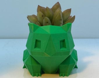 フシギダネ多肉植物プランター ローポリ | 3Dプリント室内プランターデコレーション