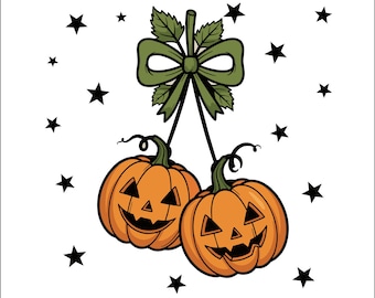 Kürbis Kirschen Png svg, Vintage Halloween Kürbis Png, Herbst Girly Png, Herbst Kürbis Png, Kürbis kokett Bogen Png Retro Herbst Kürbis Png