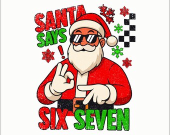 Funny Hip Hop Santa Christmas PNG, Distressed Design (Digital Download)