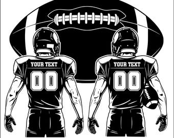 Personalized Two football players svg, Custom football team name svg, American football players svg, Football season svg, football shirt svg