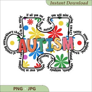 Autism Awareness Floral PNG, Retro Mom Autism Design, Autism Advocate png, speciaal onderwijs, grafische kunst neurodiversiteit, Autism Mama png