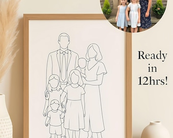 Custom Faceless Line Drawing Portrait, Personalized Line Art Illustration from Photo, Digital File Gift,Tattoo Sketch Artwork, Birthday Gift