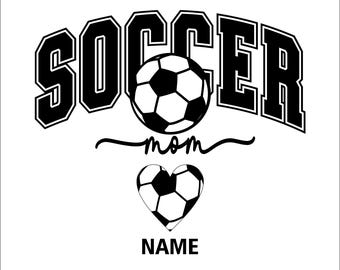 Mamma calciatrice personalizzata in formato SVG PNG, design per sublimazione di mamma calciatrice, nome personalizzato sulla manica, grafica per la maglietta del giorno della partita, regalo per la festa della mamma da scaricare