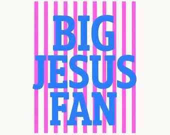 Gestreifter großer Jesus-Fan PNG, Preppy Christian Png, Jesus-Shirt-Design, Gott Png, Glaube Inspirational Sublimation Design, Gestreiftes Design Png