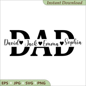 Papá SVG, Día del Padre SVG, Marco de nombre dividido para papá personalizado SVG, Papá PNG, Archivo de corte para papá, Padre SVG, Silueta de papá, Cricut, PNG, Archivos SVG