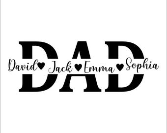 Dad SVG, Father's Day SVG, Personalized dad split name frame svg, dad png, dad cut file, Father svg, dad silhouette, Cricut, Png, Svg Files