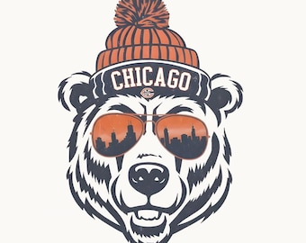 Vintage Chicago Football PNG, Retro Chicago Game Day Digital Design, Trendy Football Fan PNG, Chicago Bears Style Gift, DIgital Download
