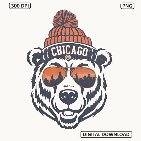 Vintage Chicago Football PNG, Retro Chicago Game Day Digital Design, Trendy Football Fan PNG, Chicago Bears Style Gift, DIgital Download