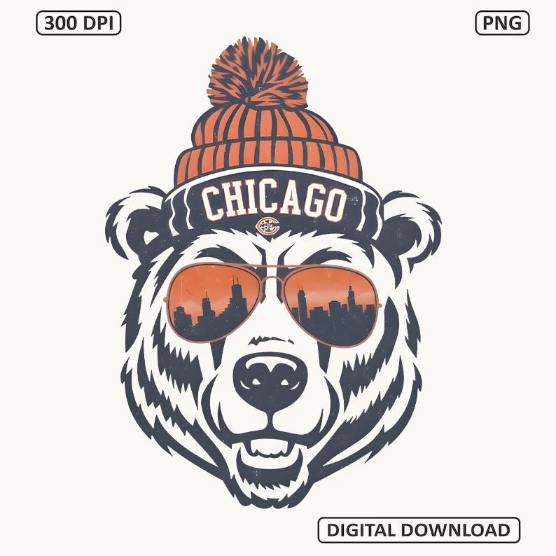 Vintage Chicago Football PNG featuring a retro game day design inspired by classic Chicago team colors. Trendy football fan graphic perfect for shirts, hoodies, game day outfits, tailgate apparel, and digital sublimation crafts. Ideal Chicago Bears style gift for sports lovers.