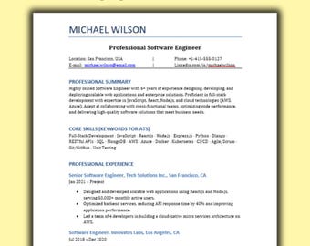 ATS Resume Template: Customizable CV for Word, Google Docs, Pages