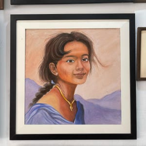 Portrait of a Village Girl – Original Oil Painting on Canvas - Art deco painting - Classic painting