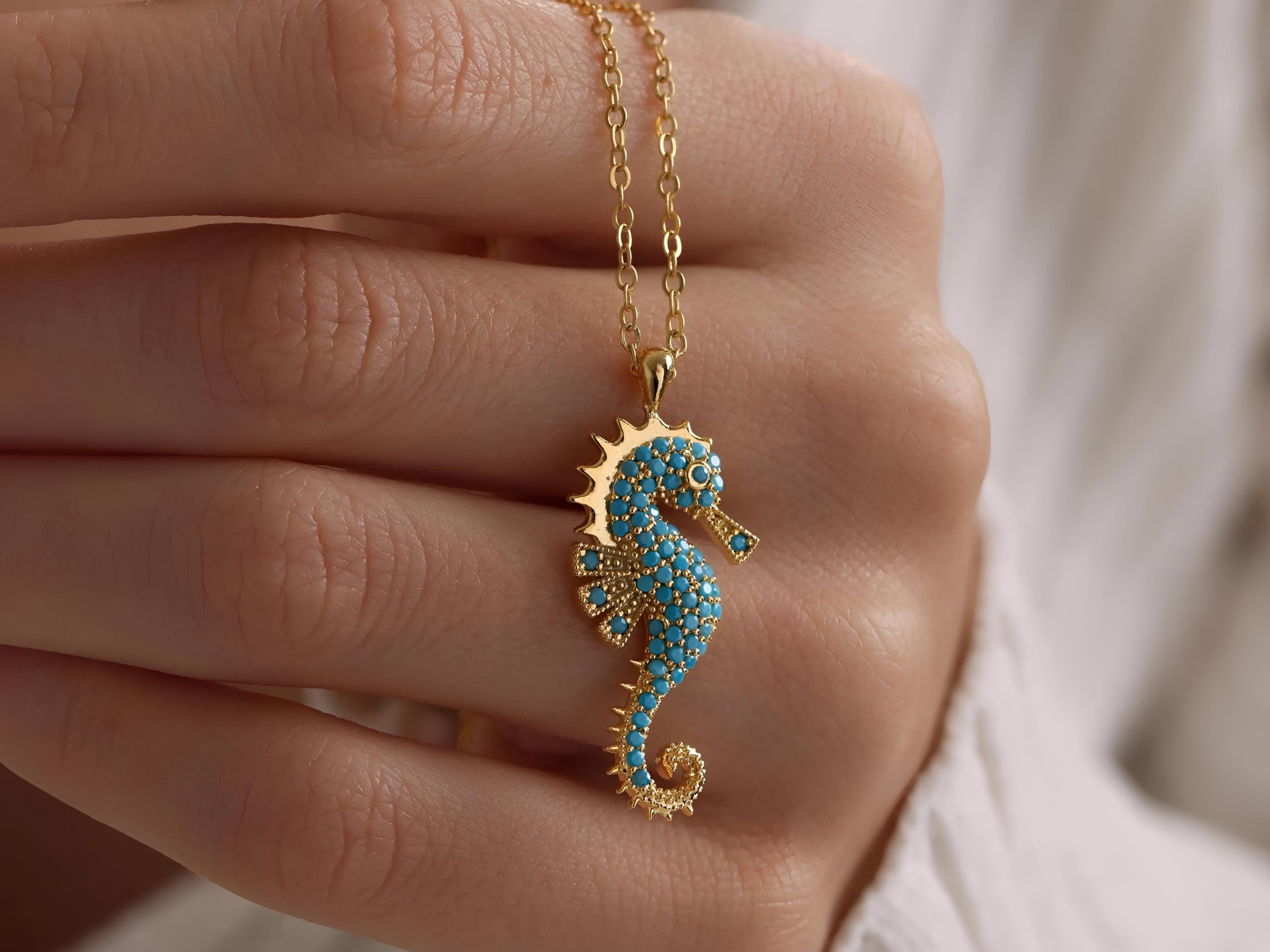 supreme 16AW seahorse gold pendant k14 Gold Seahorse Necklace - Etsy