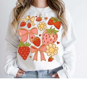 Boho Strawberry PNG: Coquette Floral Design, Summer Time