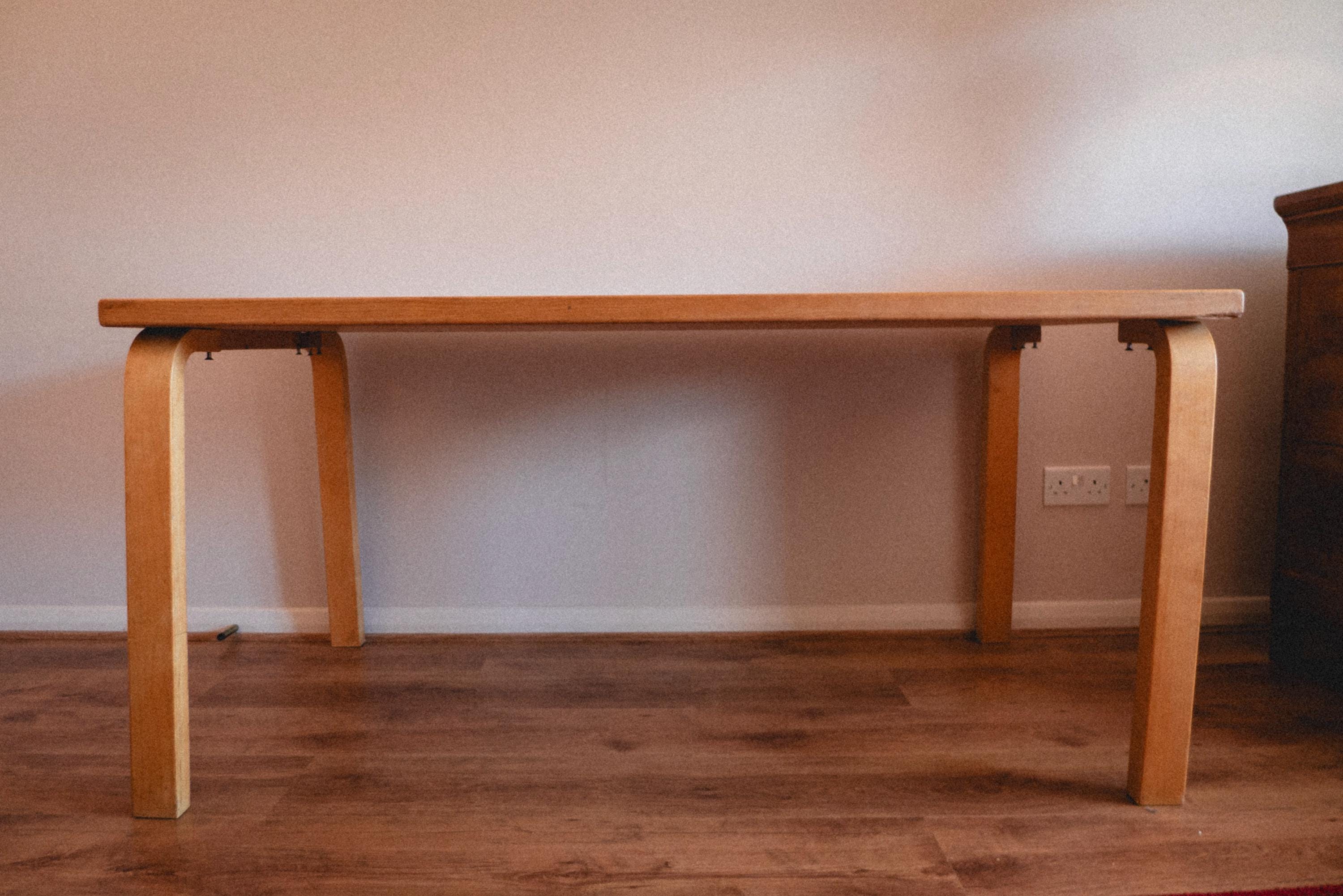Vintage Alvar Aalto Rectangular Dining Table Desk, Artek. Two