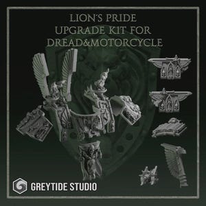 Lion&#39;s Pride bits for dreadnought & bikes | GreyTide Studio | 3D printed resin miniatures for wargaming | bits for conversions | 40k