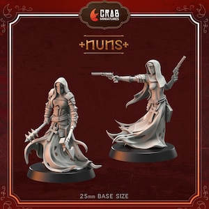 2x Nuns | Wraith Pilgrims | Doomed Batallions | Crab Miniatures | 3D Printed Resin miniatures wargaming | Trench Crusade | Stigmatic Nuns